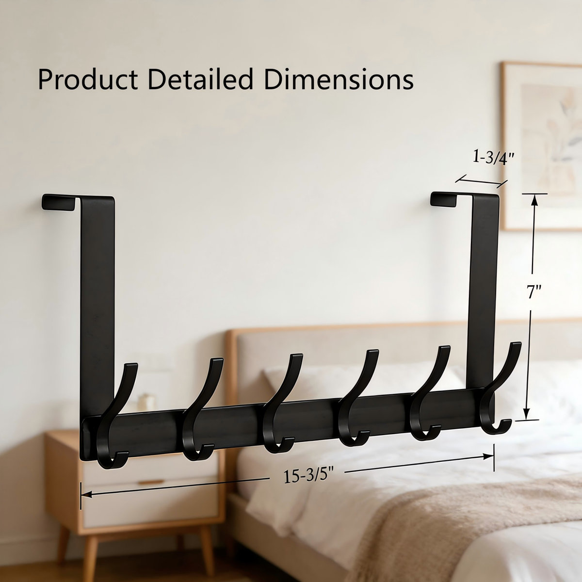 1 Pack Over The Door Hooks Towel Rack With 12 Coat Hooks Black